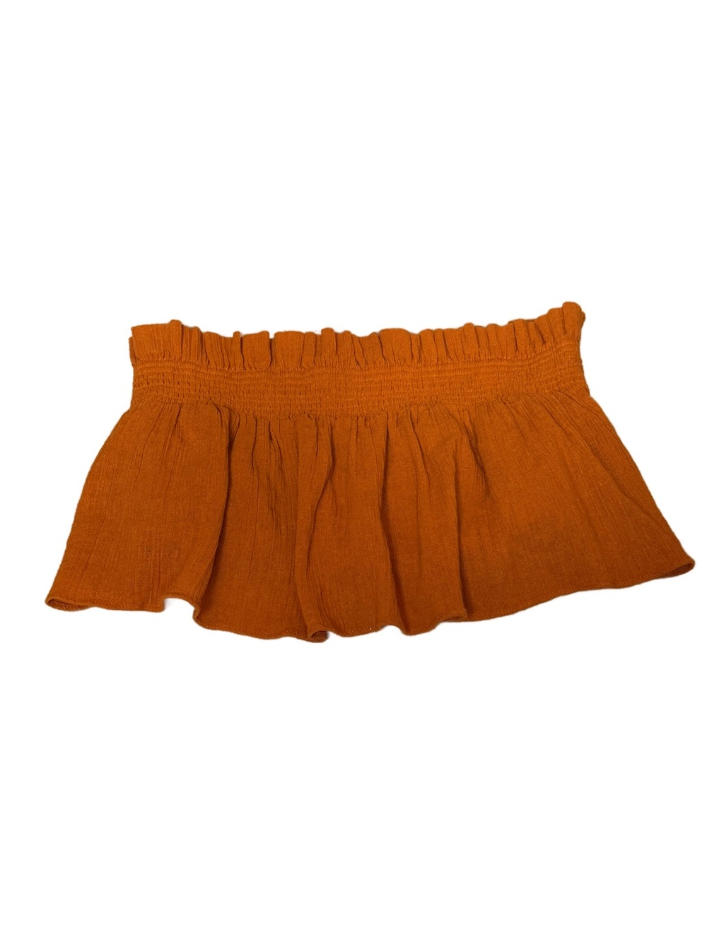 Free People Sea Breeze Smocked Ruffle Tube Top Rust Orange M